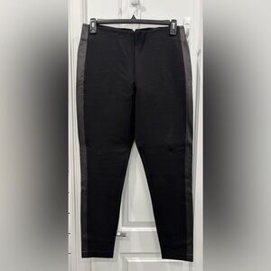 J. Crew Black Pants with Elastic Waistband and Leather Detail
